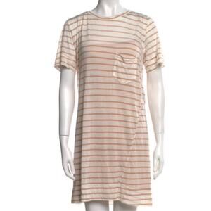 A.L.C. Nude Striped Soft Micro Modal T Shirt Dress Removable Slip S